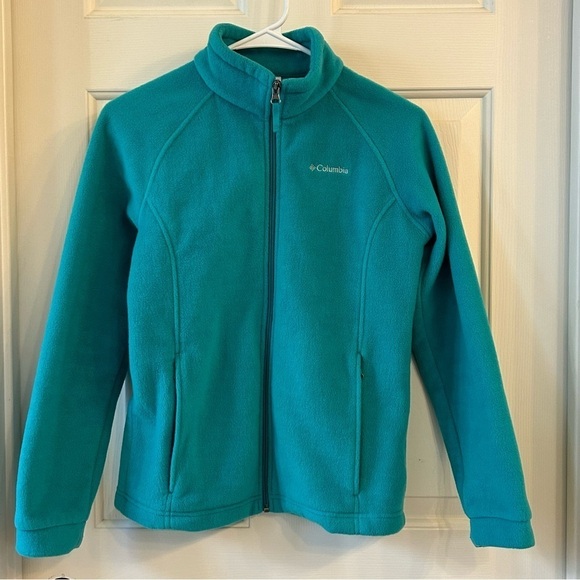 Turquoise Blue Green Columbia Fleece Zip Up Jacket Coat Large 14-16 💚🩵💙 Flurry - Picture 1 of 7